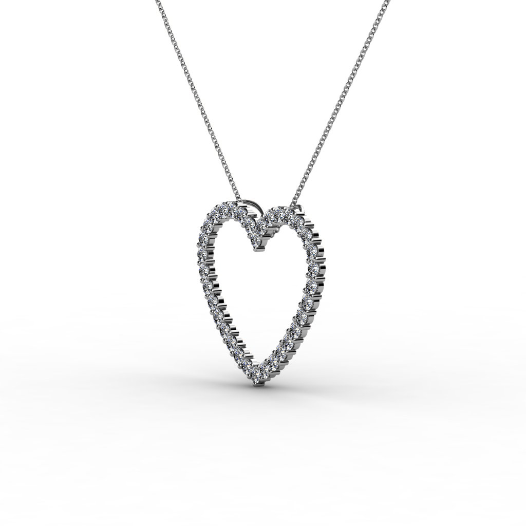 Diamond Heart Pendant (SI2-I1, G-H) 0.68 ct tw in 14K Gold with 14K